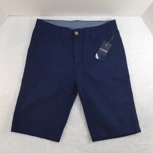 Chaps Shorts Boys 14 Regular Stretch Navy Blue Flat Front Bermuda NWT